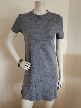 New Thom Browne Heather Gray Marled Short Sleeve Crewneck Tunic